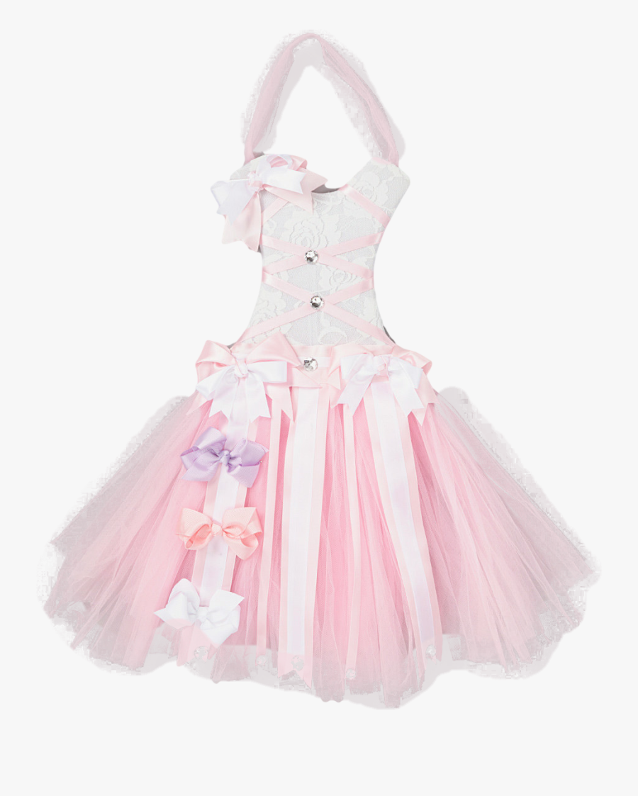 Pink & White Lace Bow Holder - Cocktail Dress, Transparent Clipart