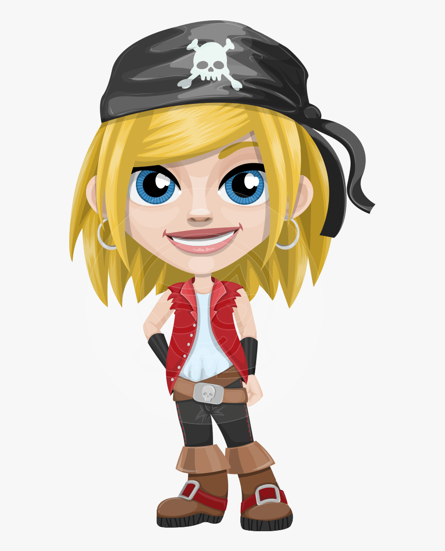 Girl With Pirate Costume Cartoon Vector Character Aka - Girl Pirate Cartoon Png, Transparent Clipart