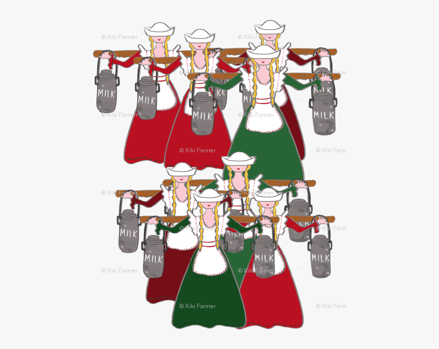 8 Maids A Milking, Transparent Clipart