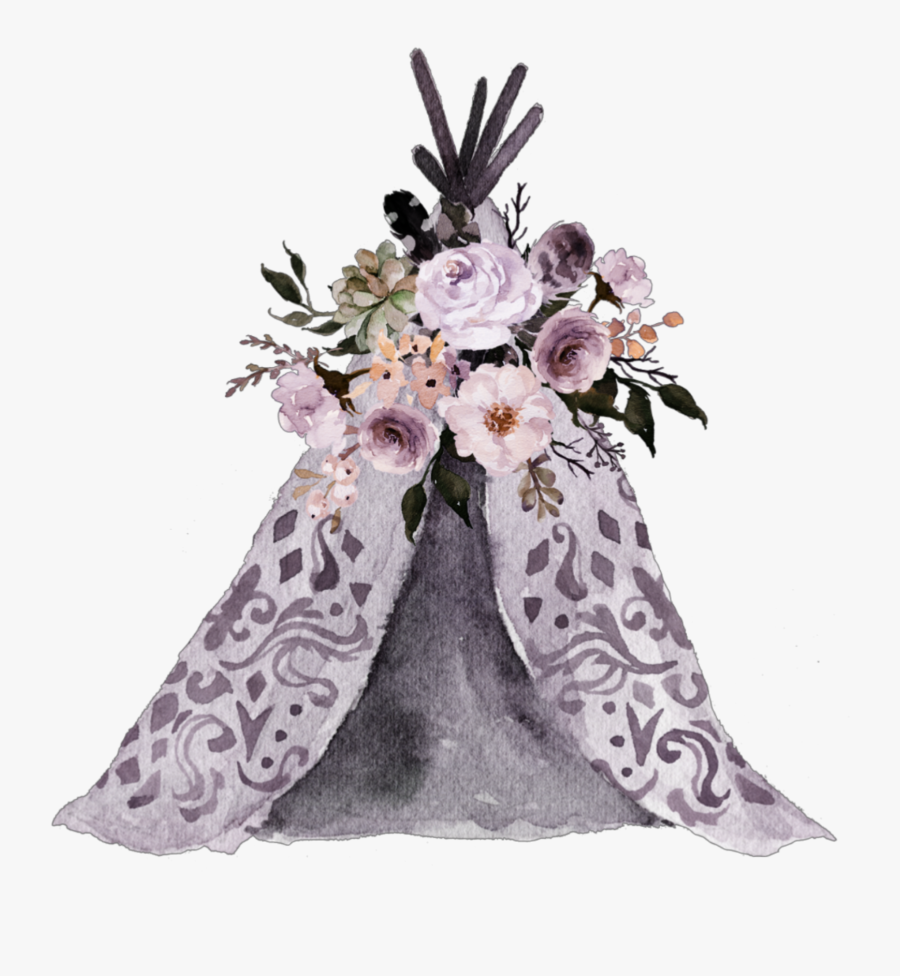 #watercolor #boho #tent #tipi #teepee, Transparent Clipart