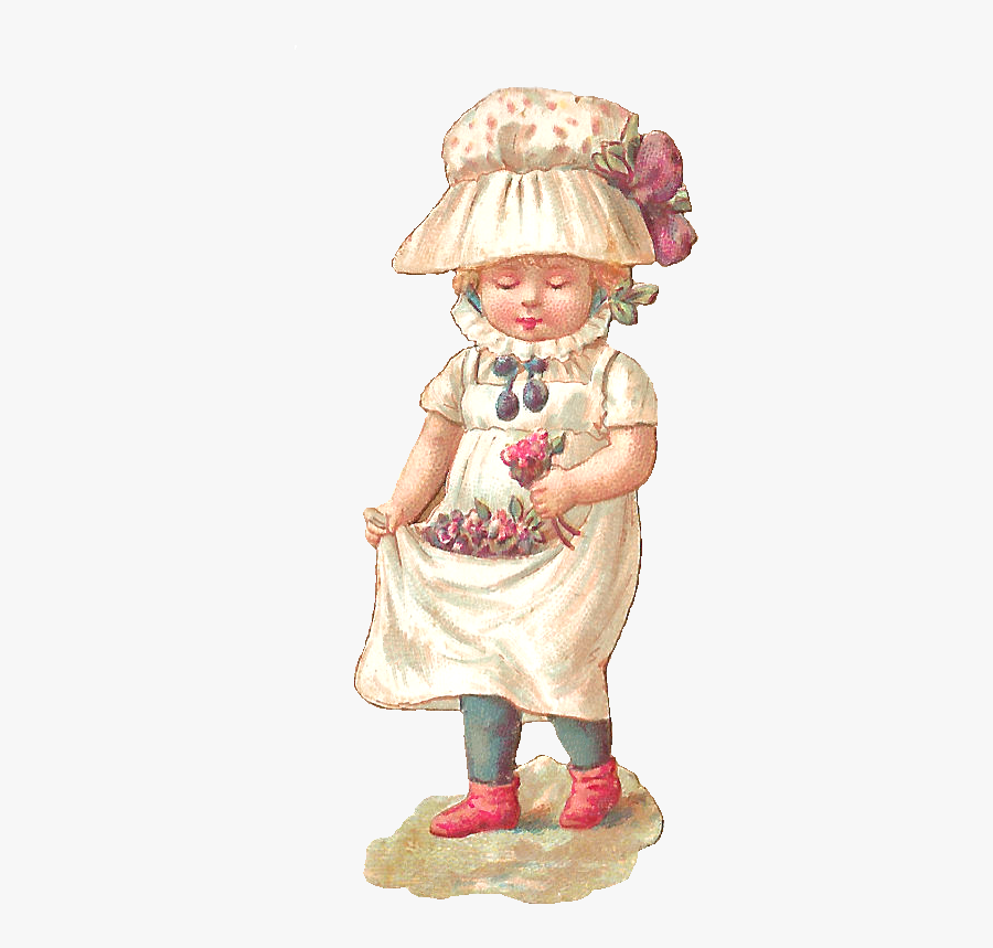 Girl Picking Flowers Clip Art - Illustration, Transparent Clipart