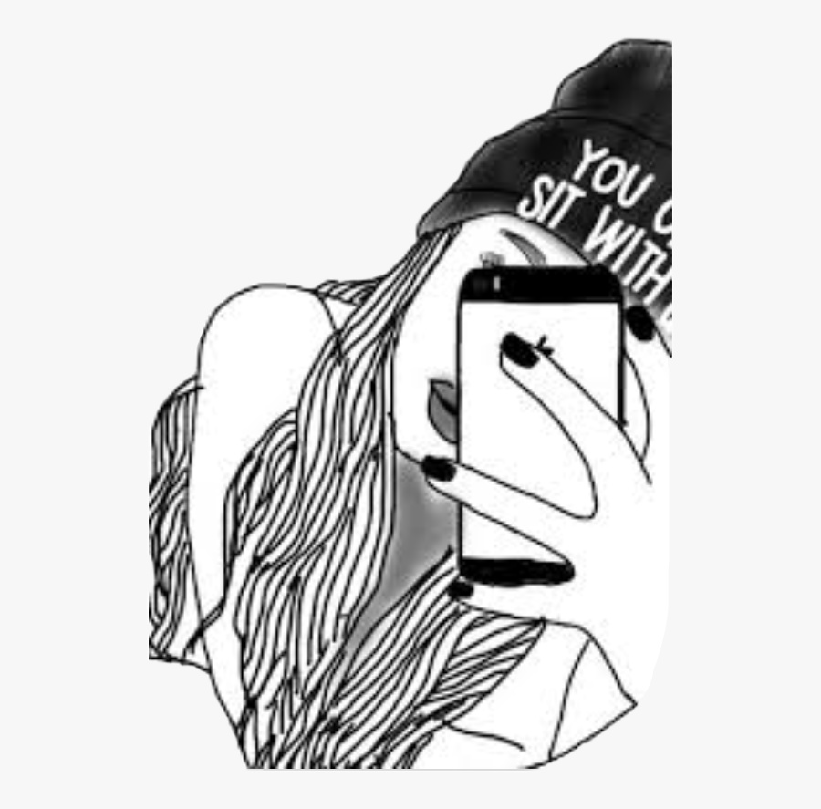 #selfie #selfiequeen #beanie #longhair #iphone #phone - Selfie Queen Girl Drawing, Transparent Clipart