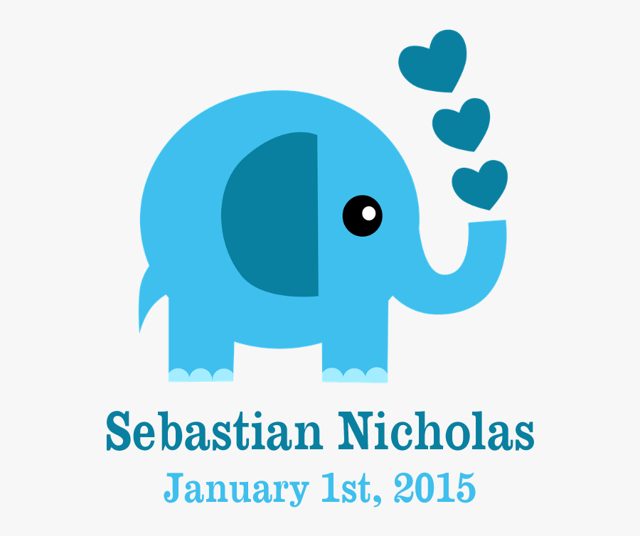 Elephant Custom Baby Name - Baby Blue Elephant Png, Transparent Clipart