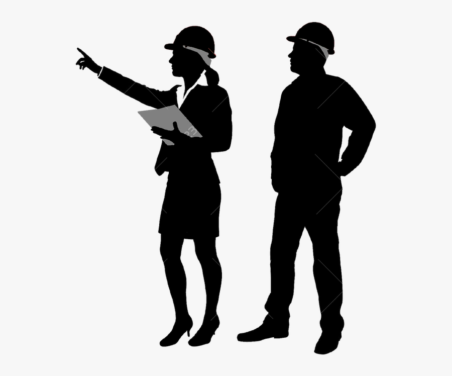 Silhouette Image Construction Engineer Job - Female Construction Worker Silhouette, Transparent Clipart