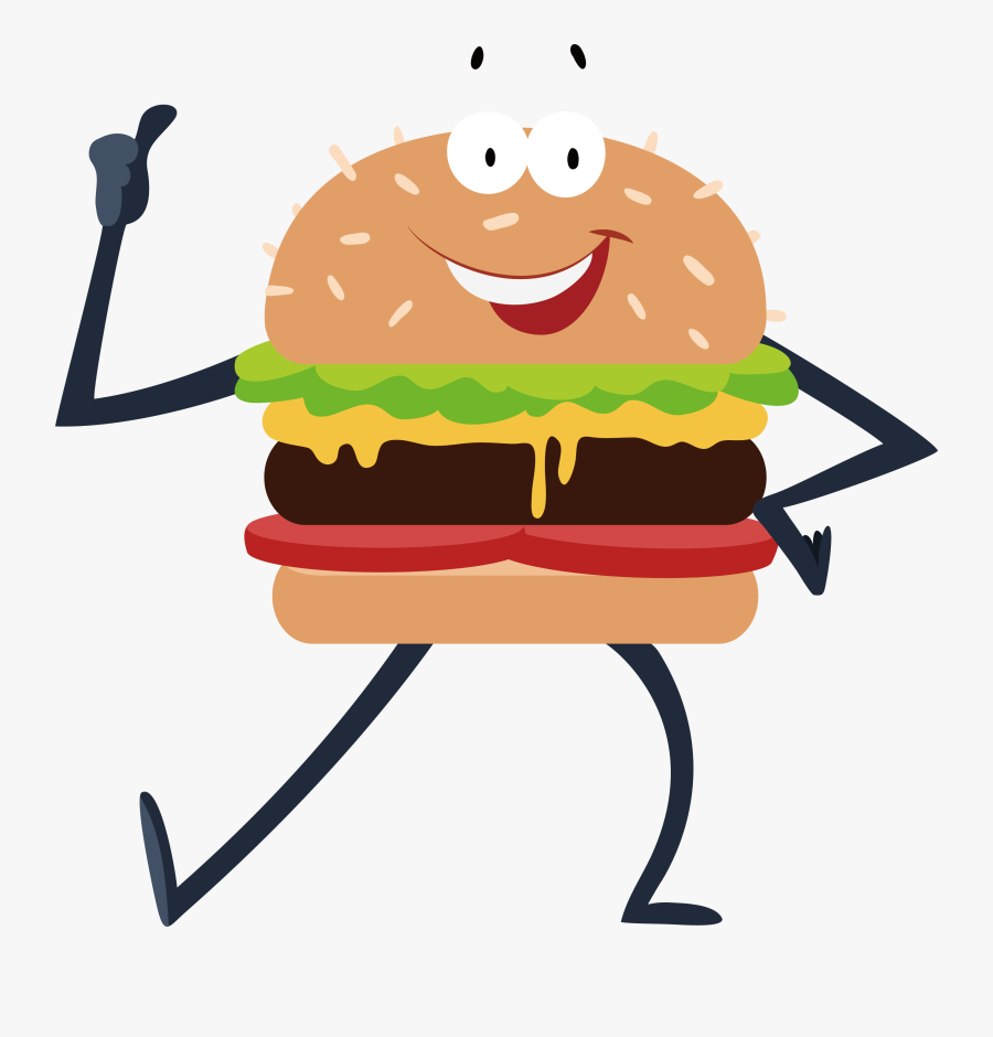 Hamburger Fast Food French Fries Cuisine Of The United - Dancing Burger Clipart, Transparent Clipart