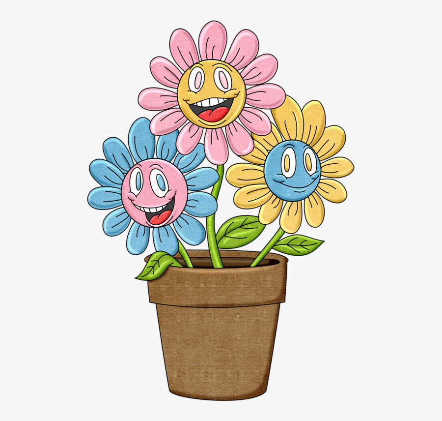Pps Happy Flowers - Цветы Рисунки В Горшках, Transparent Clipart