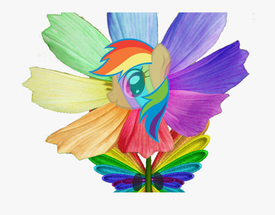 Happy Rainbow Butterfly Pony Flowers Electric Dragon - Rainbow Butterfly, Transparent Clipart