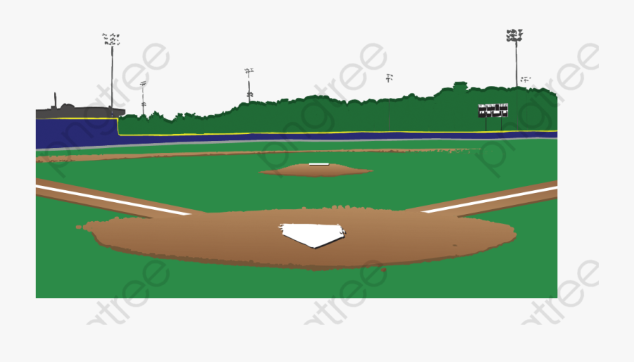 Cartoon Baseball Field Clipart - Background Cartoon Baseball Diamond, Transparent Clipart