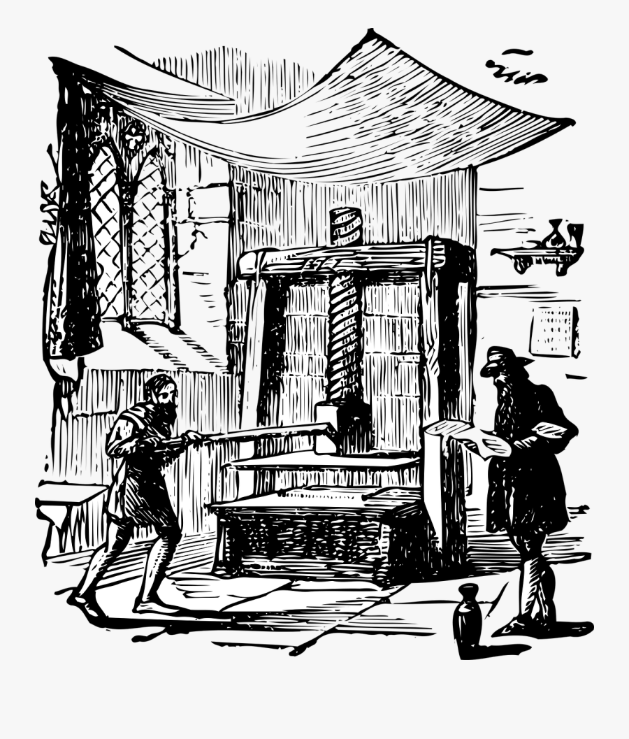 Retro Printing Press, Transparent Clipart