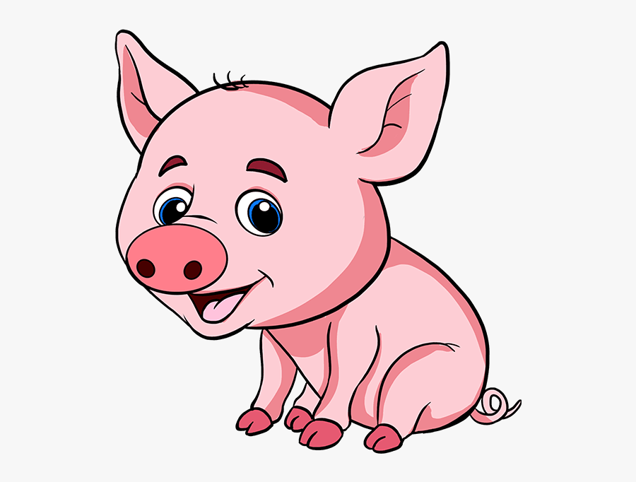 How To Draw Baby Pig - Step By Step Pig Drawing Easy, Transparent Clipart