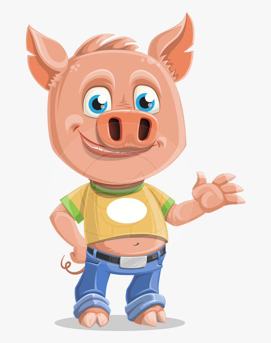 Cute Piglet Cartoon Vector Character Aka Paul The Little - Cartoon, Transparent Clipart
