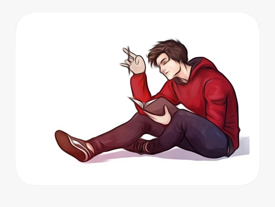 #guy #sitting #thinking #reading #man #studying - Peter Parker Fan Art, Transparent Clipart
