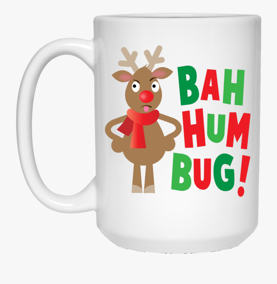 Mug With Angry Cartoon Reindeer And "bah Humbug " - Cartoon, Transparent Clipart