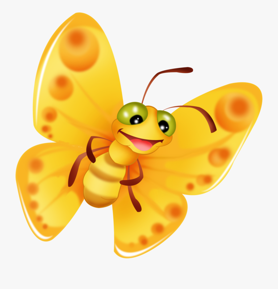 A Yellow Butterfly - Yellow Butterfly Cartoon Drawing, Transparent Clipart