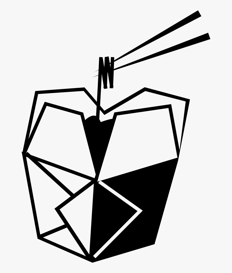 Chinese Food Box With Chop Sticks - Chinese Box Clipart Black And White, Transparent Clipart
