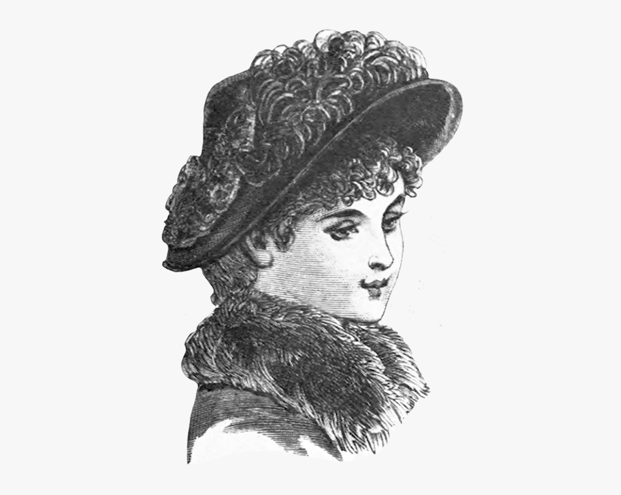 Fashion Sketch Of Victorian Woman Hat - Headpiece, Transparent Clipart