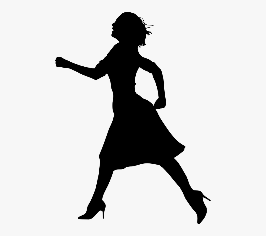 Silhouette, Woman, Running, Dress, Businesswoman, Fear - Silhouette Business Woman Running, Transparent Clipart