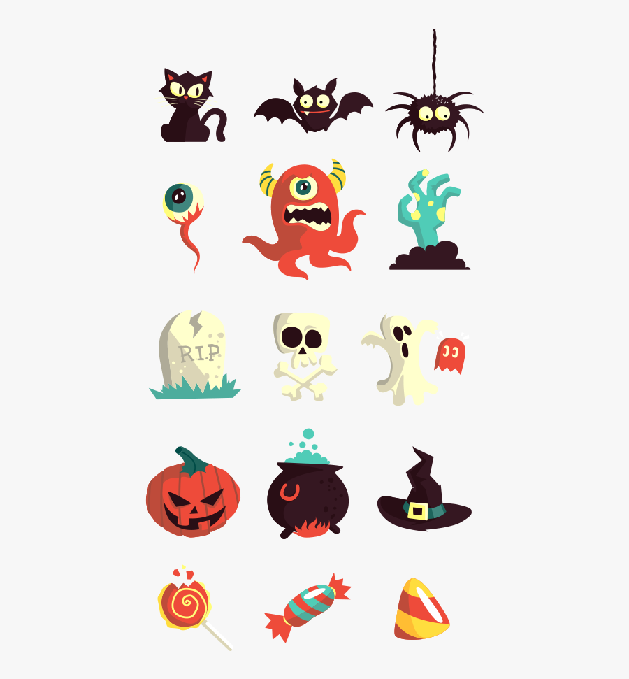 Halloween Vector Art Pack - Halloween Cartoon Vector Png, Transparent Clipart