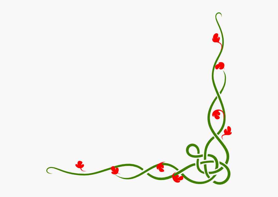 Green Vine Red Svg Clip Arts - Clip Art Vine Border, Transparent Clipart