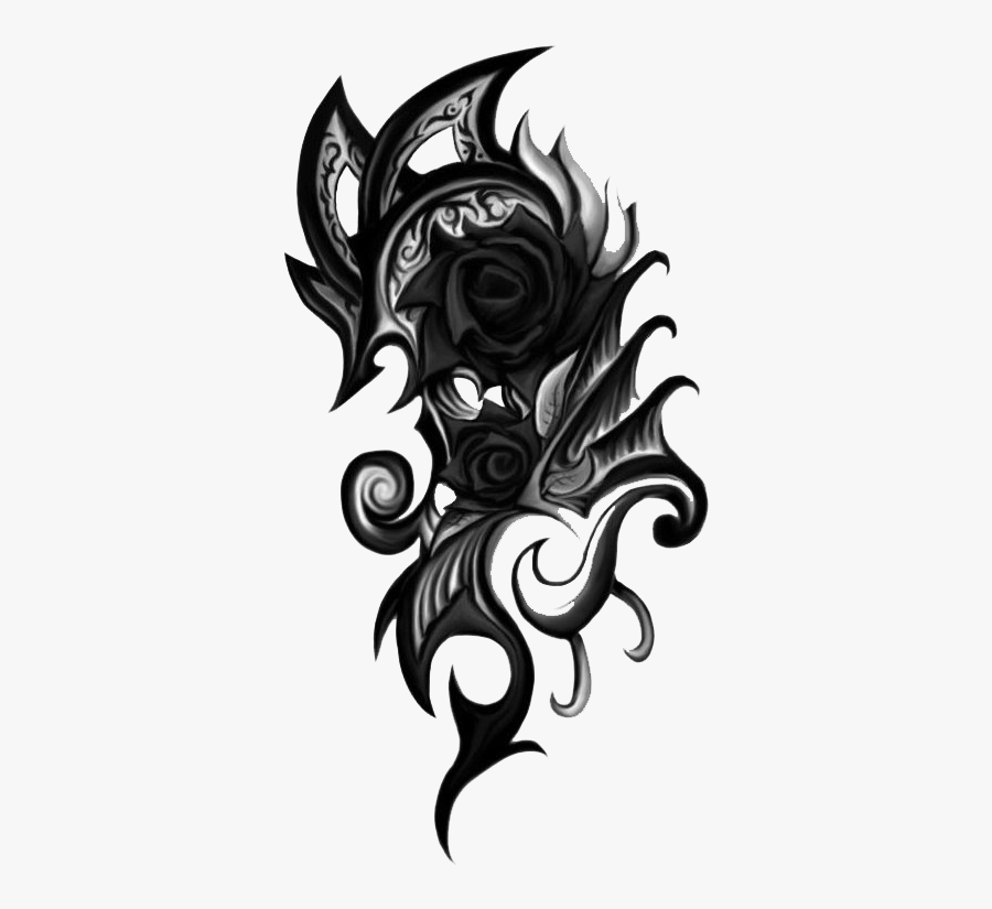 Png Effects Download Free - Black And Red Rose Drawing, Transparent Clipart