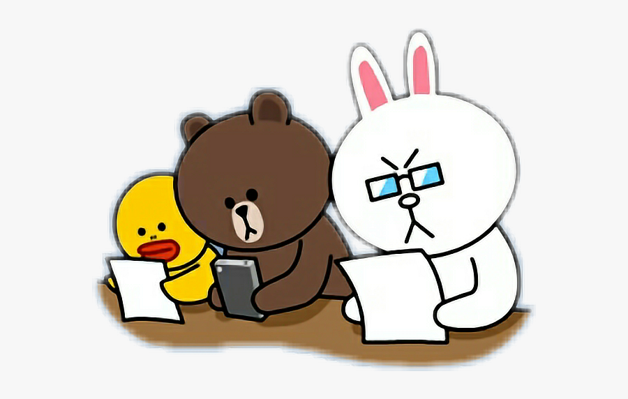 Brown And Cony Study Clipart , Png Download - Line Sticker Cony ...