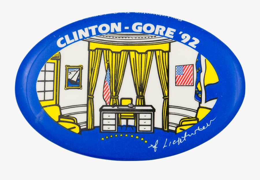 Clinton Gore "92 The Oval Office Political Button Museum - Roy Lichtenstein Oval Office, Transparent Clipart