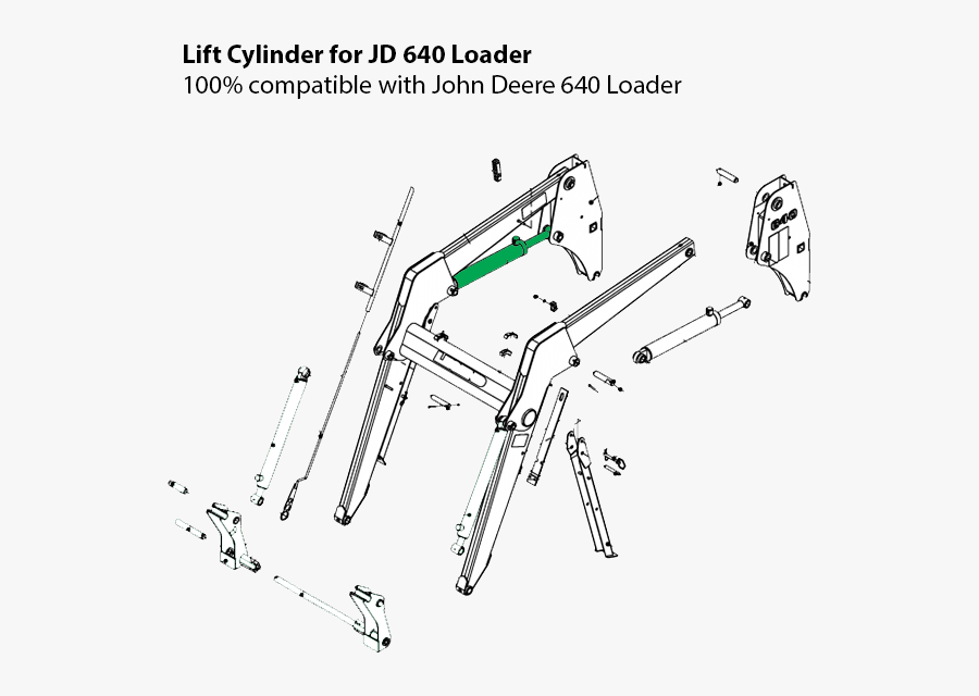Short Line Parts Replacement Boom Cylinder For John - John Deere 740 Loader Parts Schematics, Transparent Clipart