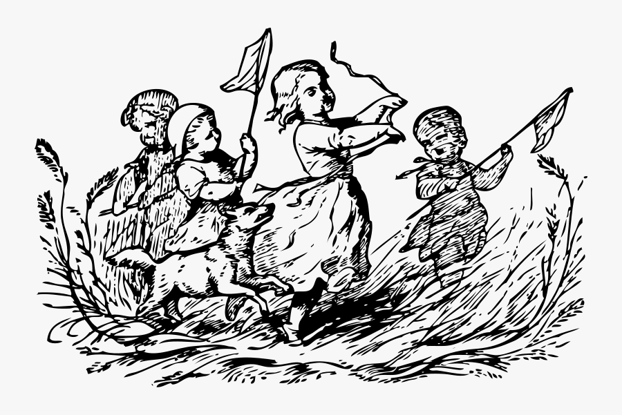 Butterfly Chasing - Alte Zeit Kinderspiele, Transparent Clipart