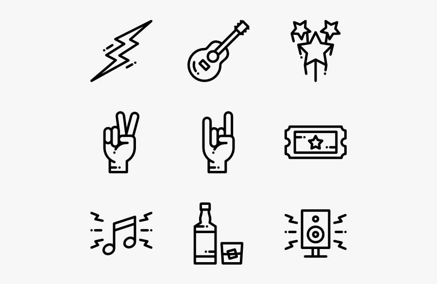 Rock N Roll Vector - Rock Icons, Transparent Clipart