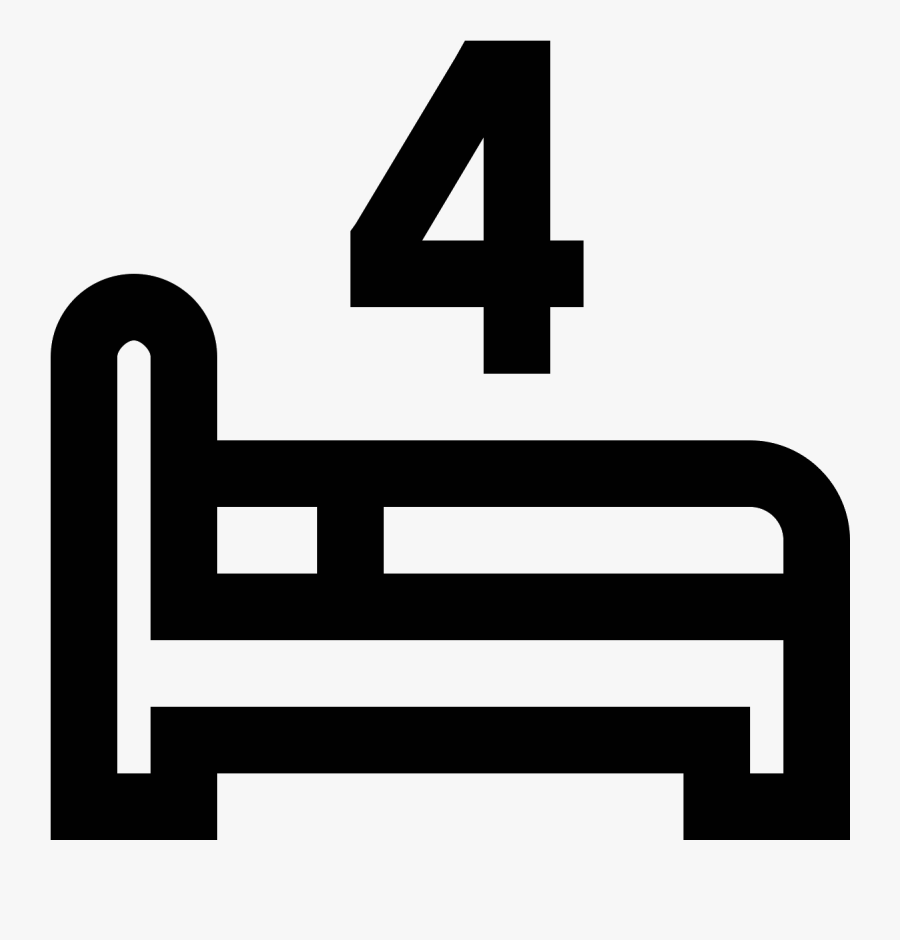 Four Beds Icon - Sign, Transparent Clipart