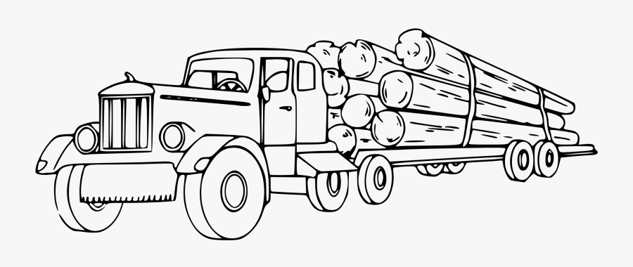 Logging Truck Kenworth Clip - Log Truck Clip Art Black And White, Transparent Clipart