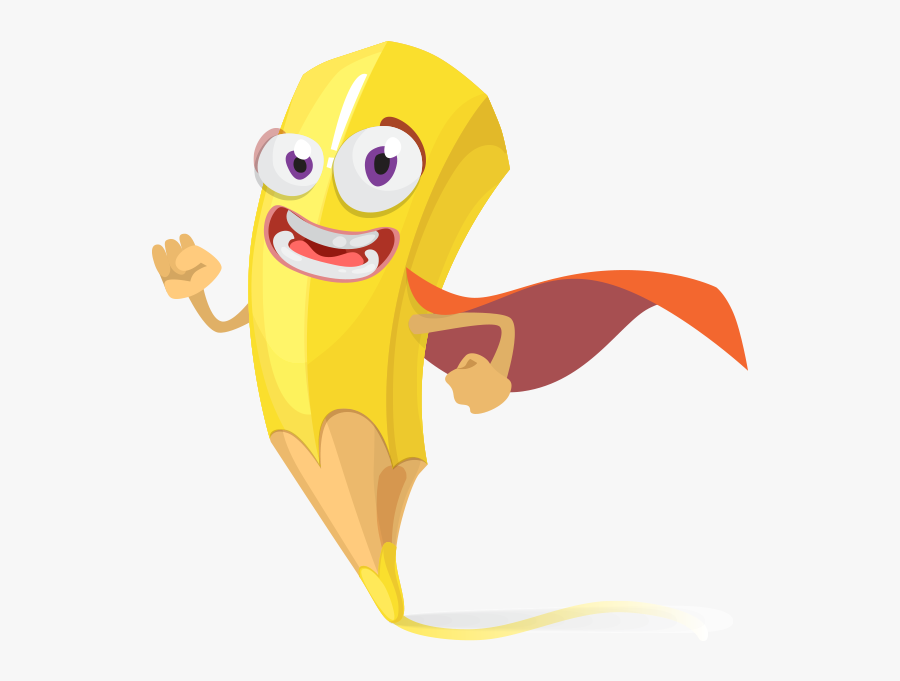 Clipart Pelerinli Kalem - Cartoon Superhero With A Pencil, Transparent Clipart