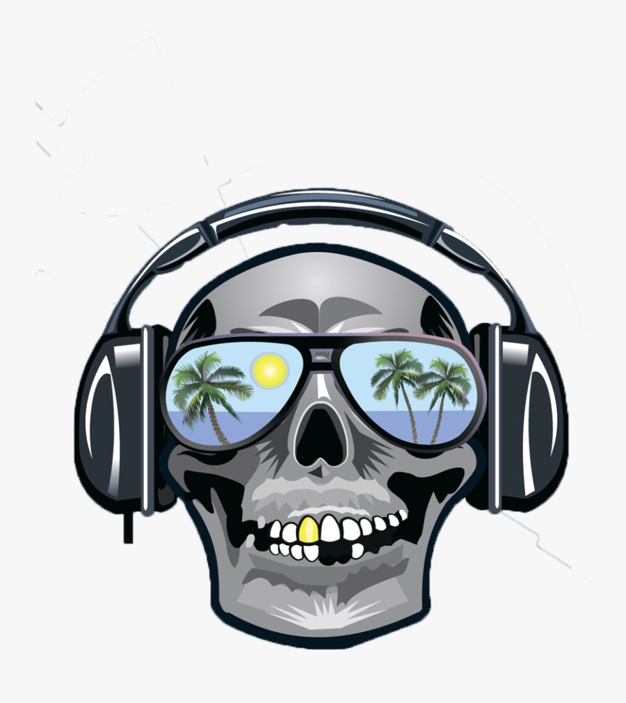 Clip Art Skull Wearing Headphones - Skull Wearing Headphones Png, Transparent Clipart