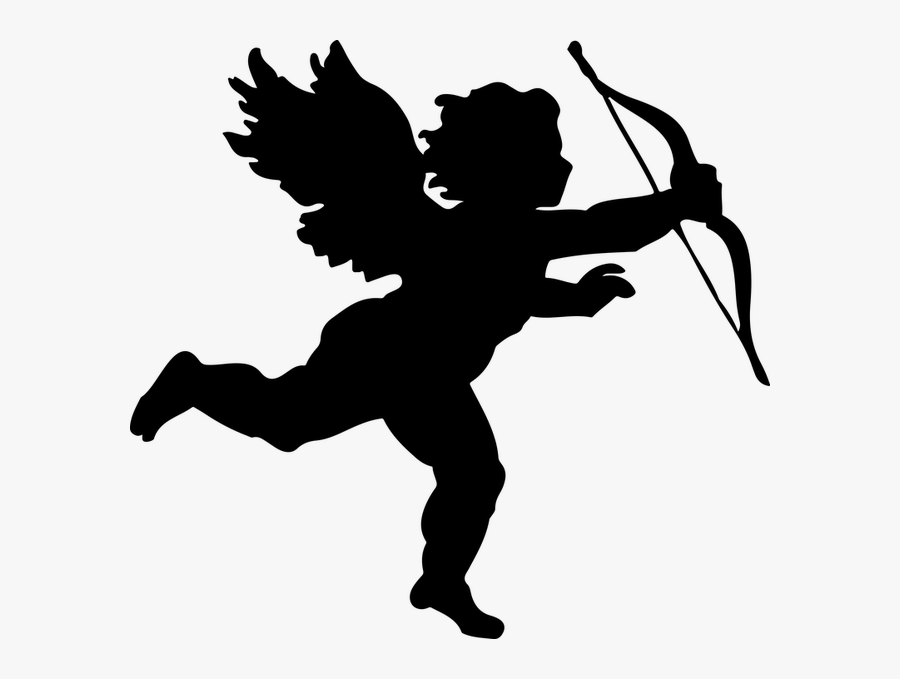 Cupid Silhouette- - Cherub Clipart, Transparent Clipart