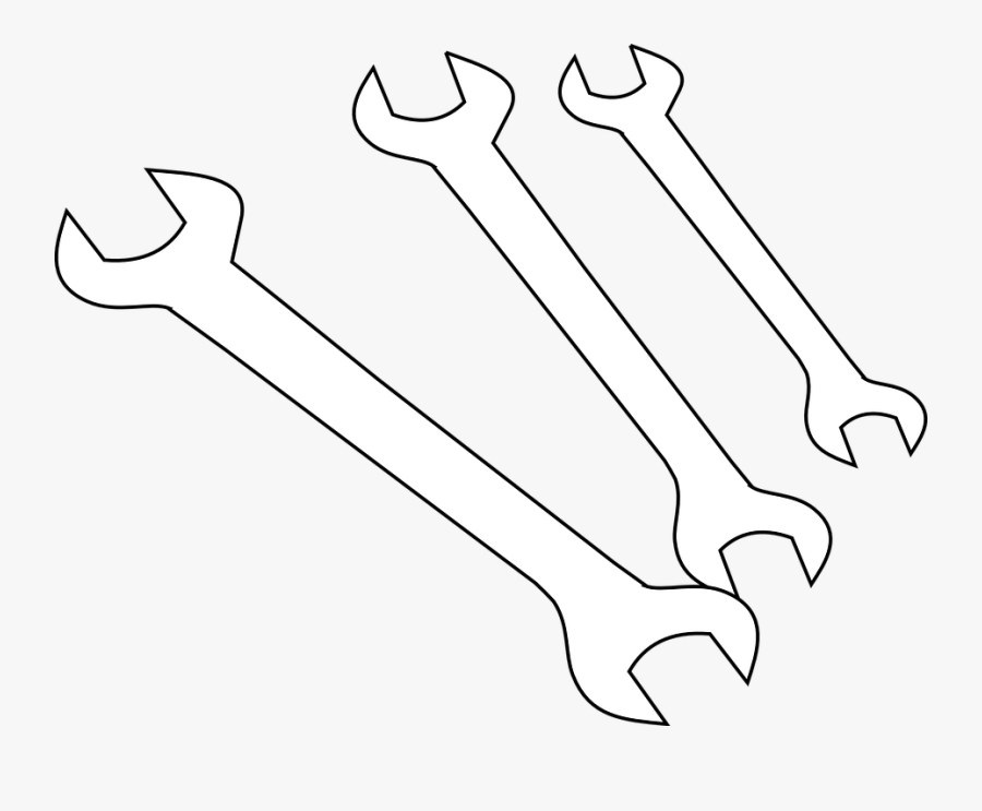 Wrench, Hardware, Outline, Tools, Work, Craft, Mechanic - Desain Logo Piston Dan Kunci Ring, Transparent Clipart