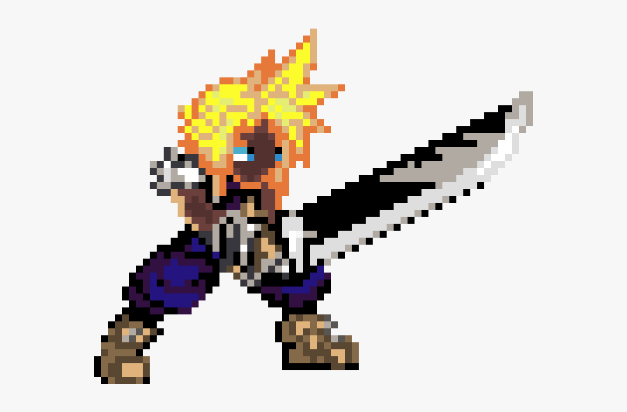 Cloud Final Fantasy Pixel Art Clipart , Png Download - Cloud Strife Pixel Art, Transparent Clipart