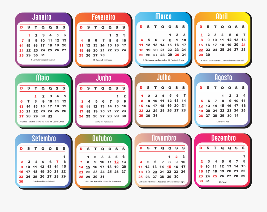 Clip Art Resultado De Imagem Para - Calendario 2020 Brasil Para Imprimir, Transparent Clipart