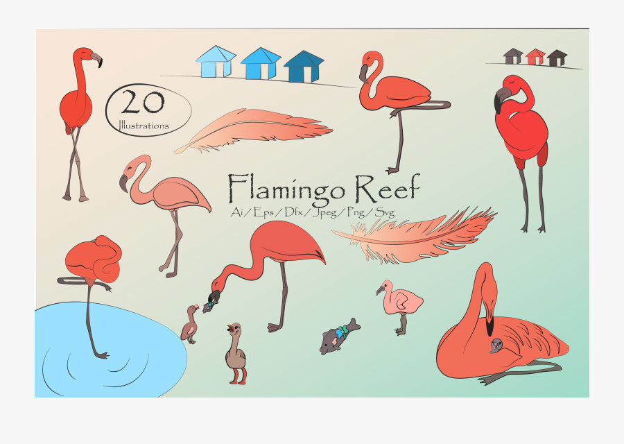 Flamingo Reef- Cute Flamingo"s Clipart Example Image - Clip Art, Transparent Clipart