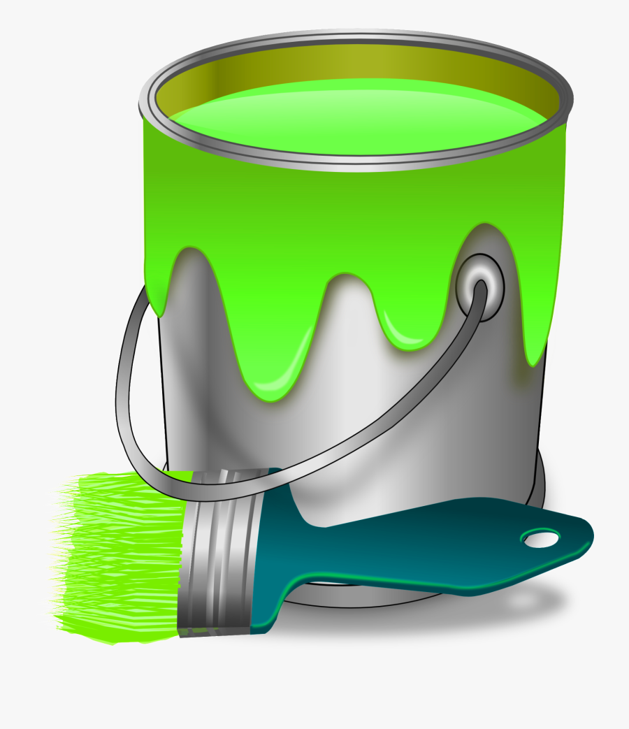 Pot De Peinture Et Un Pinceau Clipart Illustration - Paint Bucket And Brush Png, Transparent Clipart