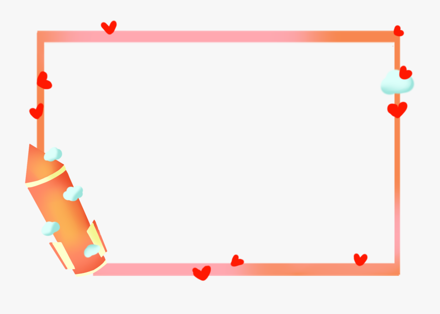 Cute Border Cartoon Rocket Love Png And Psd - Cute Border Line Clipart, Transparent Clipart