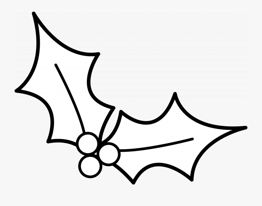 Christmas Holly Clipart Holidays Lineart Free Black - Black And White Holly, Transparent Clipart
