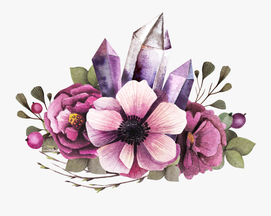Peach Flower Clipart Flower Cluster - Purple Watercolor Flower Clipart, Transparent Clipart