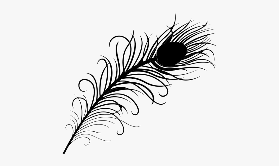 Peacock Feather Clipart Png Black And White - Black Peacock Feather Png, Transparent Clipart
