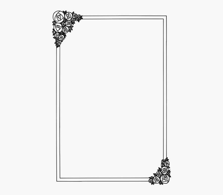 Picture Frame,angle,area - Black And White Rose Border Transparent, Transparent Clipart