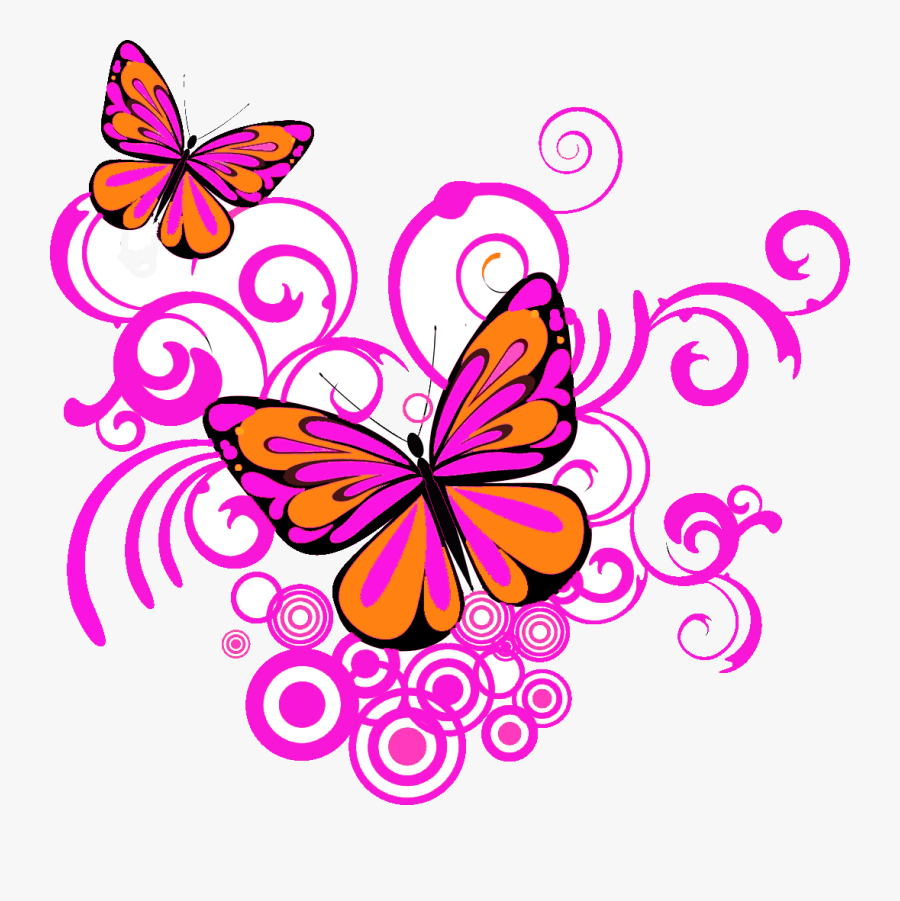 Transparent Pink Design Png - Butterfly Corner Border Designs, Transparent Clipart