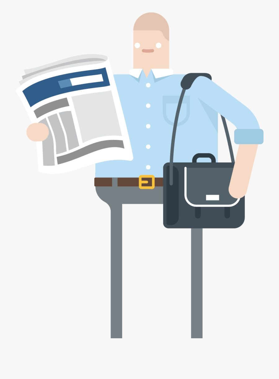 Man Reading Newspaper - Illustration, Transparent Clipart