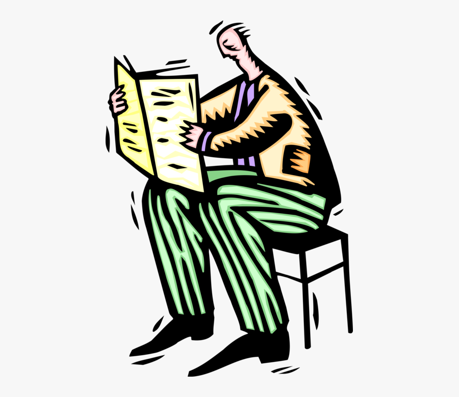 Vector Illustration Of Businessman Reading Newspaper, Transparent Clipart