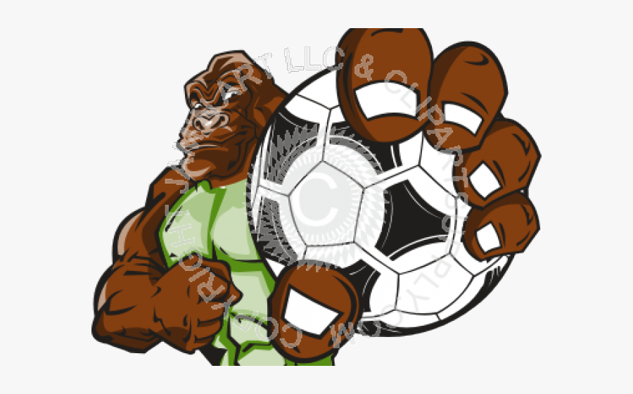 Gorilla Clipart Football - Bear Holding A Soccer Ball, Transparent Clipart