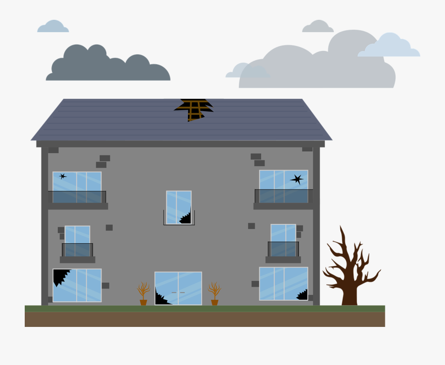 Transparent Destroyed House Clipart - Hole In Roof Vector, Transparent Clipart