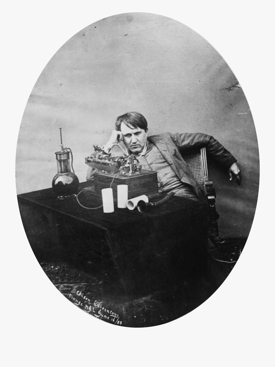 Thomas Edison Listening To Wax Cylinder, - Thomas Edison Phonograph, Transparent Clipart
